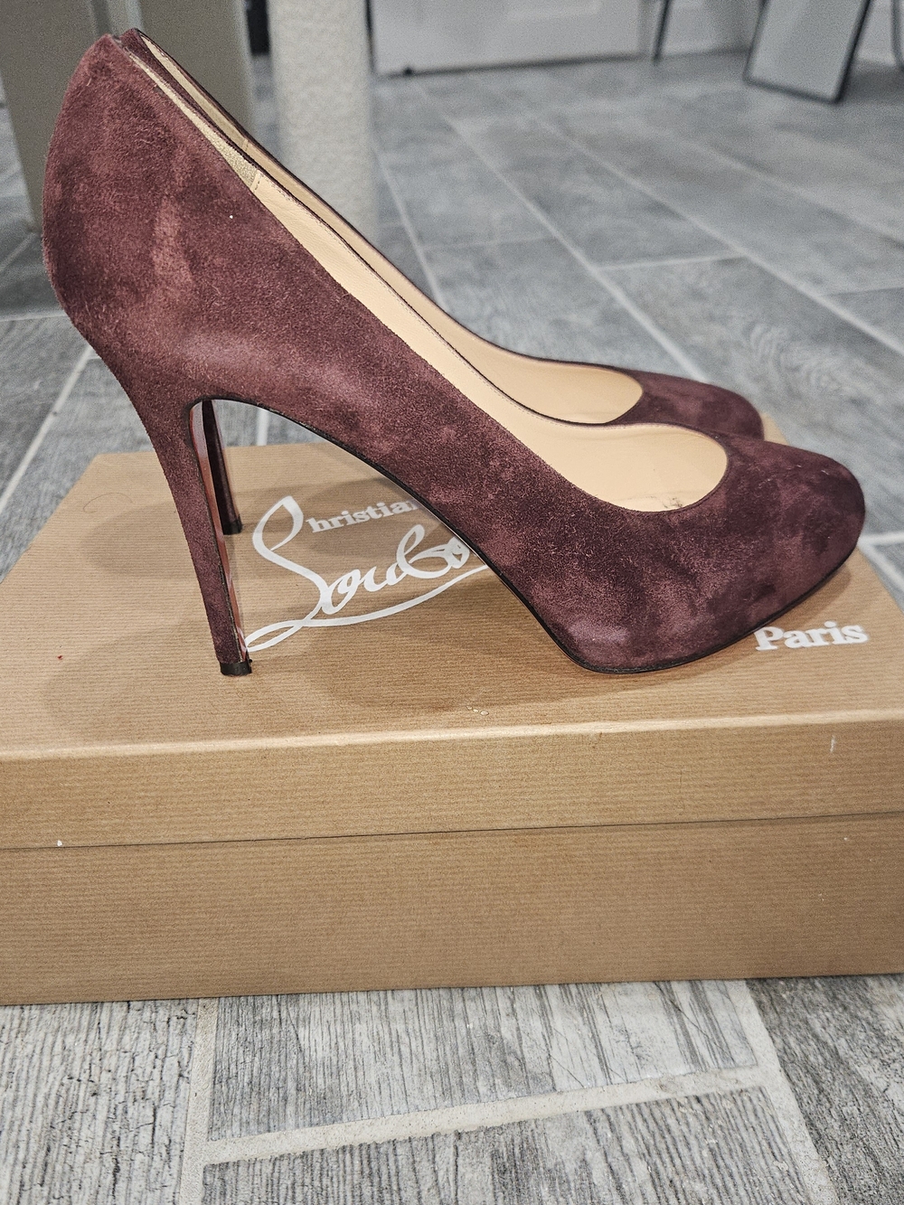 Christian Louboutin Burgundy Suede Pointed Pump